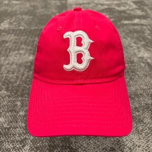47 Brand Boston Red Sox Classic Logo Hot Pink White Strapback Adjustable Hat